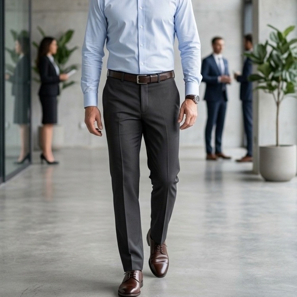 Soojun Mens Classic Fit Dress Pants Black 34W x 30L 809# Flat Front Trousers